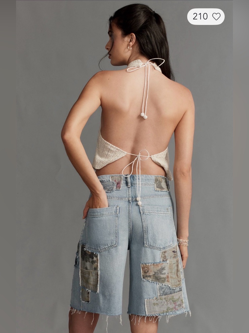 PILCRO The Adi Patchwork Mid-Rise Relaxed Bermuda Shorts Denim 29 - Picture 5 of 15